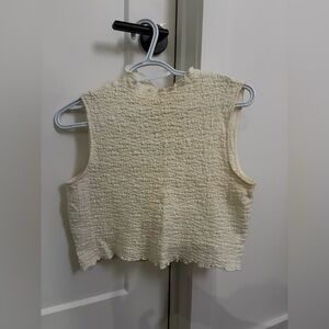 Cream Sleeveless Textured Women's Top and skirt